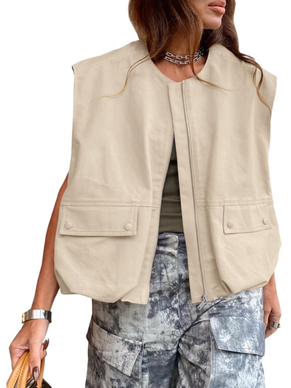 Cargo Zip Up Vest with Pockets